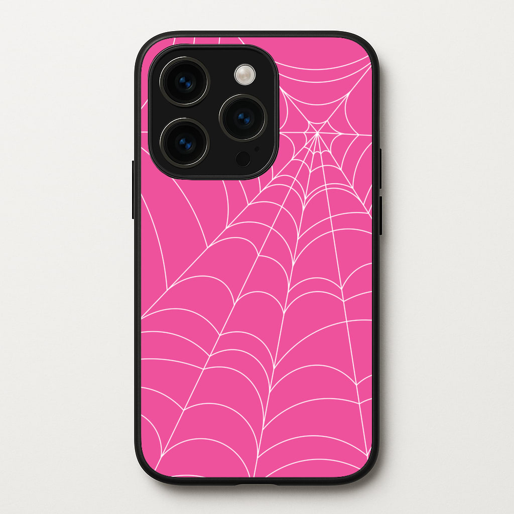 Pink Cobwebs Pattern - Halloween Phone Case for iPhone 14 Pro Max