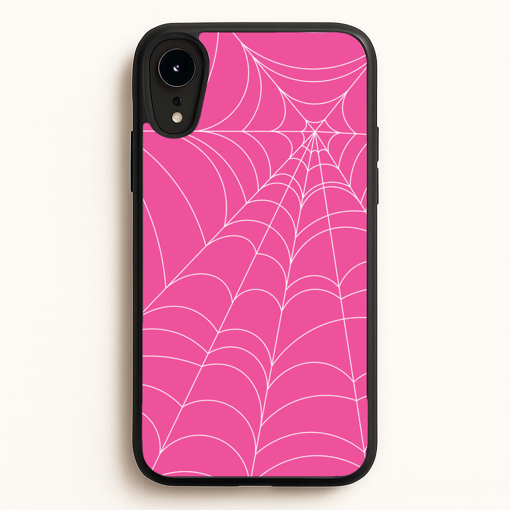 Pink Cobwebs Pattern - Halloween Phone Case for iPhone XR