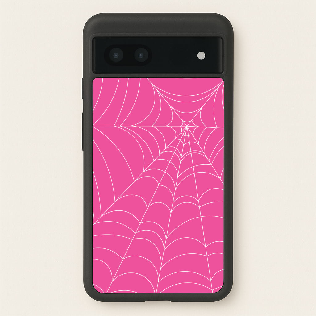 Pink Cobwebs Pattern - Halloween Phone Case for Google Pixel 7a