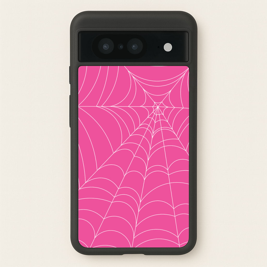 Pink Cobwebs Pattern - Halloween Phone Case for Google Pixel 8