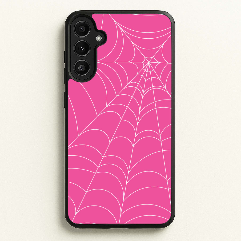 Pink Cobwebs Pattern - Halloween Phone Case for Galaxy A36