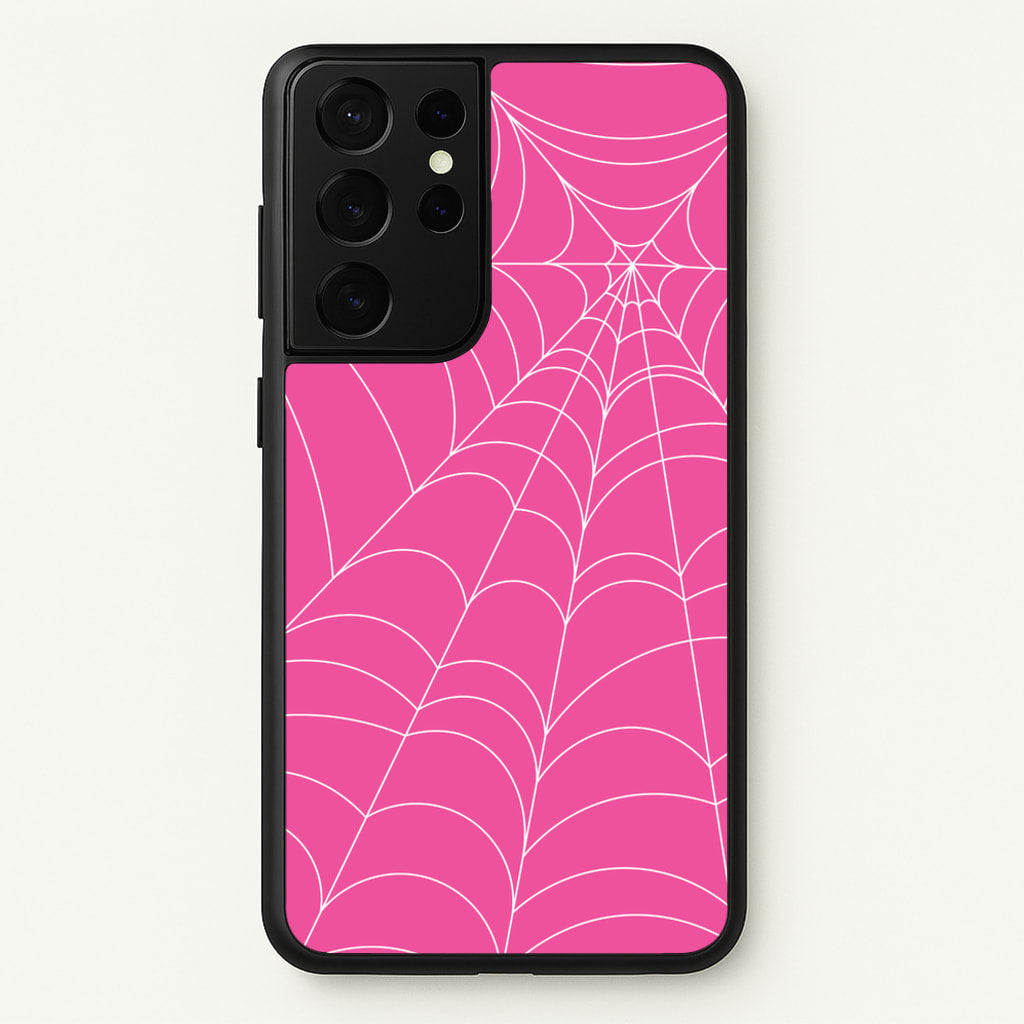 Pink Cobwebs Pattern - Halloween Phone Case for Galaxy S21 Ultra