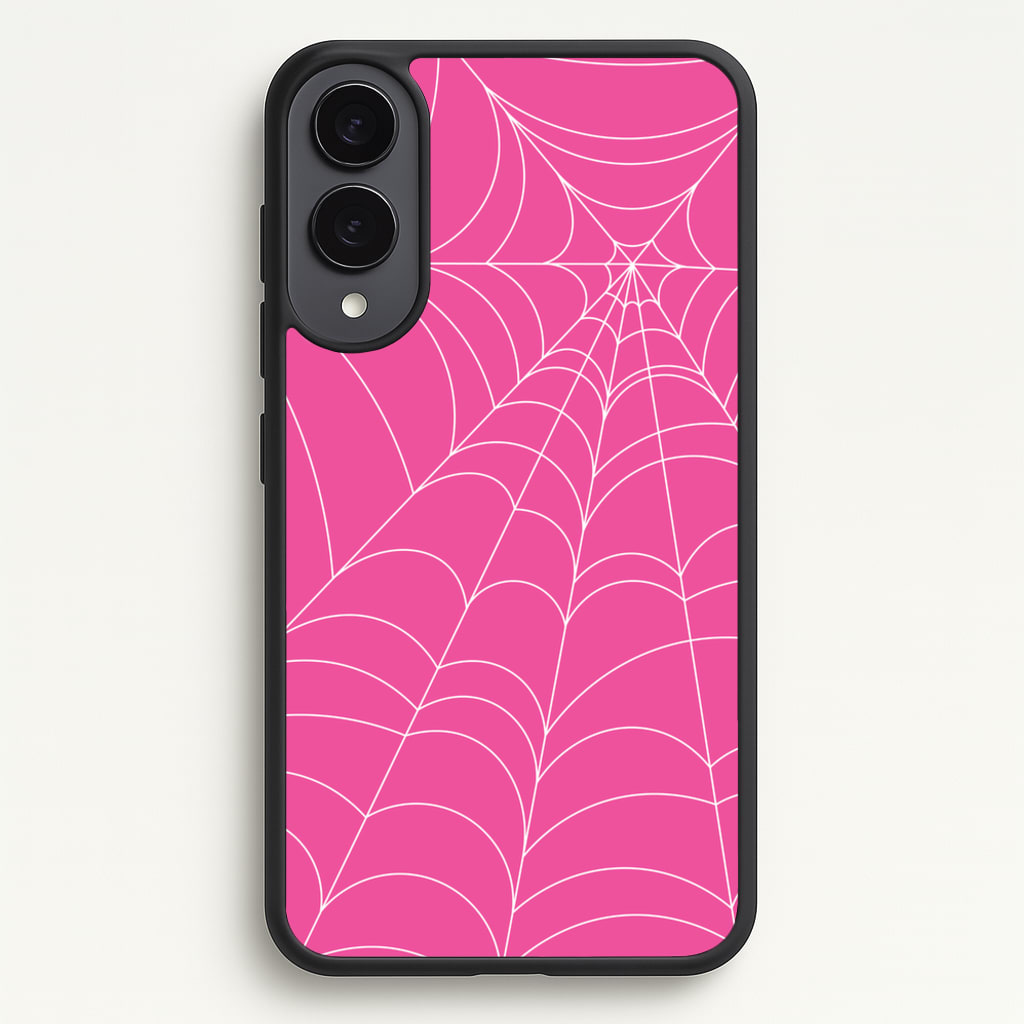 Pink Cobwebs Pattern - Halloween Phone Case for Galaxy S25 Edge