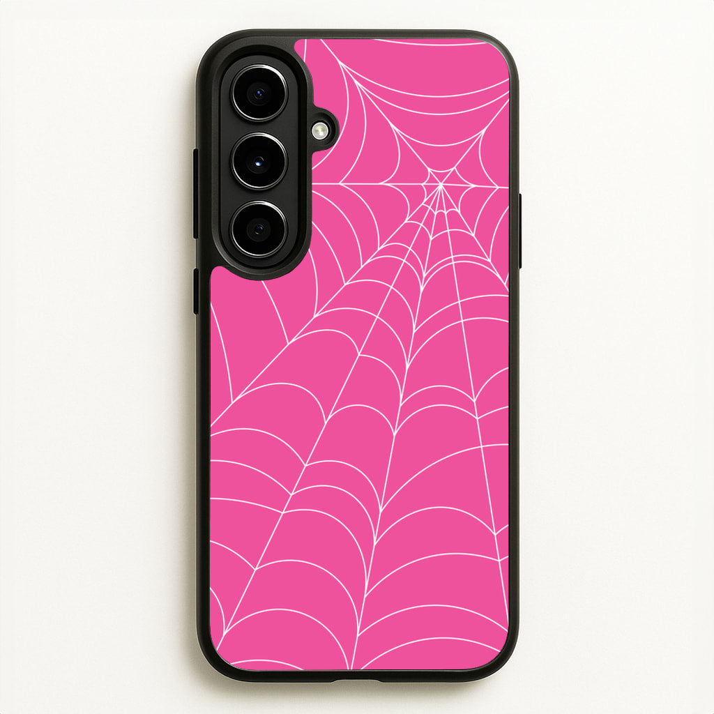 Pink Cobwebs Pattern - Halloween Phone Case for Galaxy A56