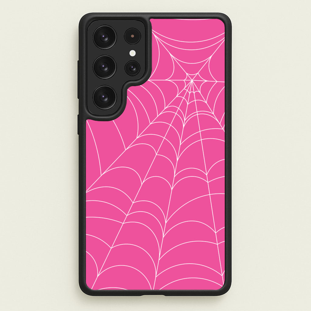 Pink Cobwebs Pattern - Halloween Phone Case for Galaxy S22 Ultra