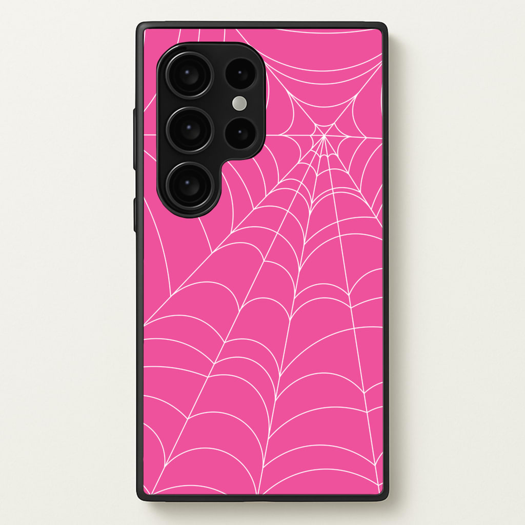 Pink Cobwebs Pattern - Halloween Phone Case for Galaxy S24 Ultra