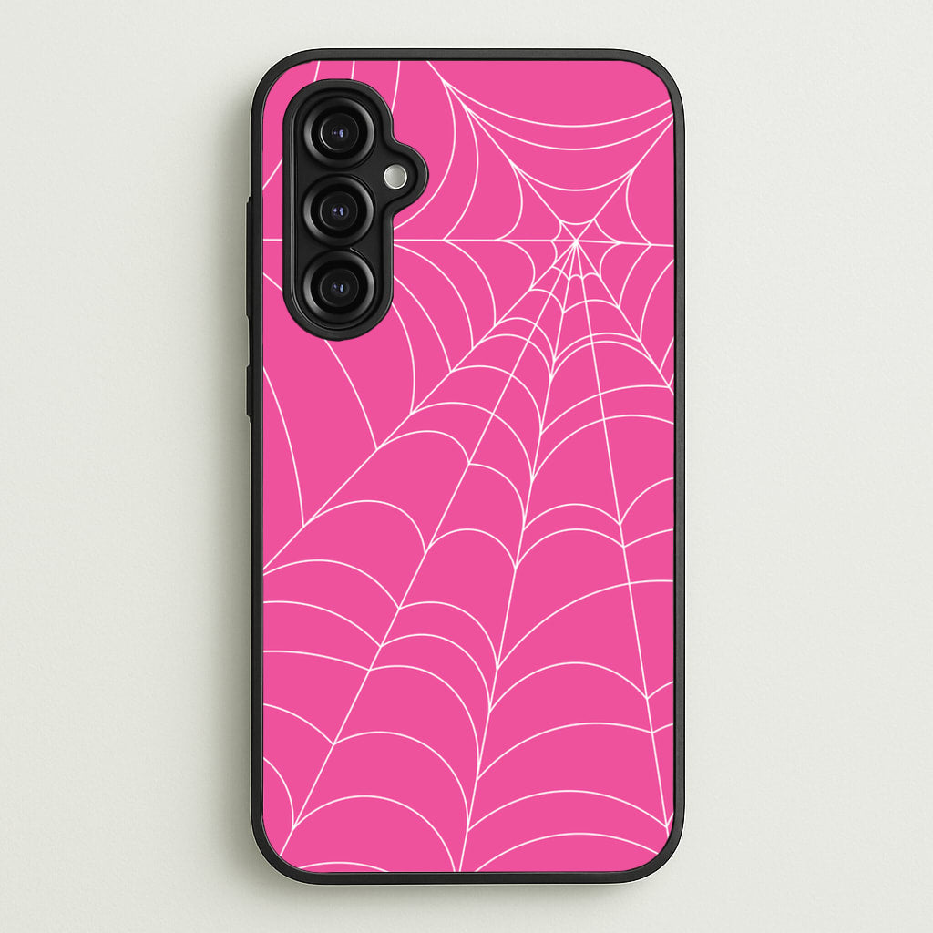Pink Cobwebs Pattern - Halloween Phone Case for Galaxy A14