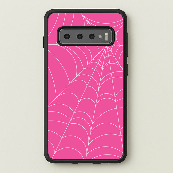 Pink Cobwebs Pattern - Halloween Phone Case for Galaxy S10