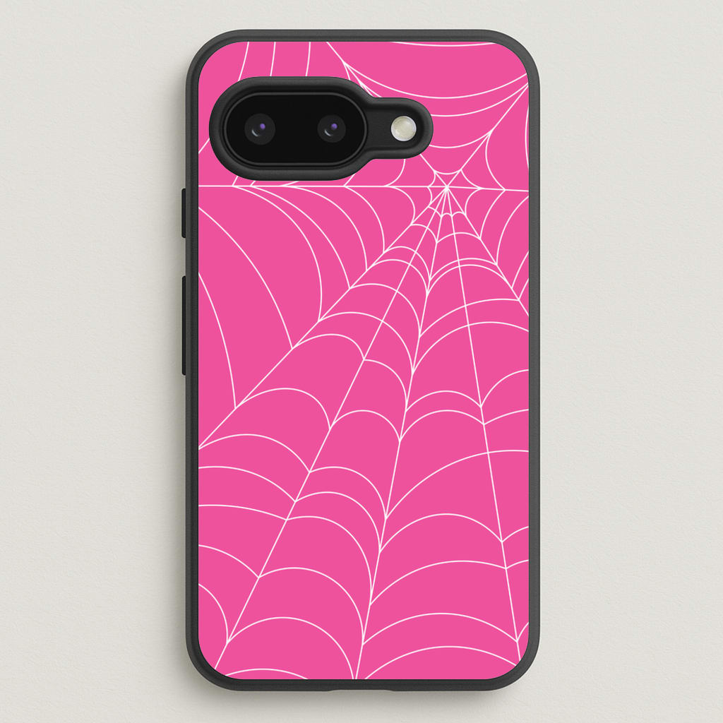 Pink Cobwebs Pattern - Halloween Phone Case for Google Pixel 9a