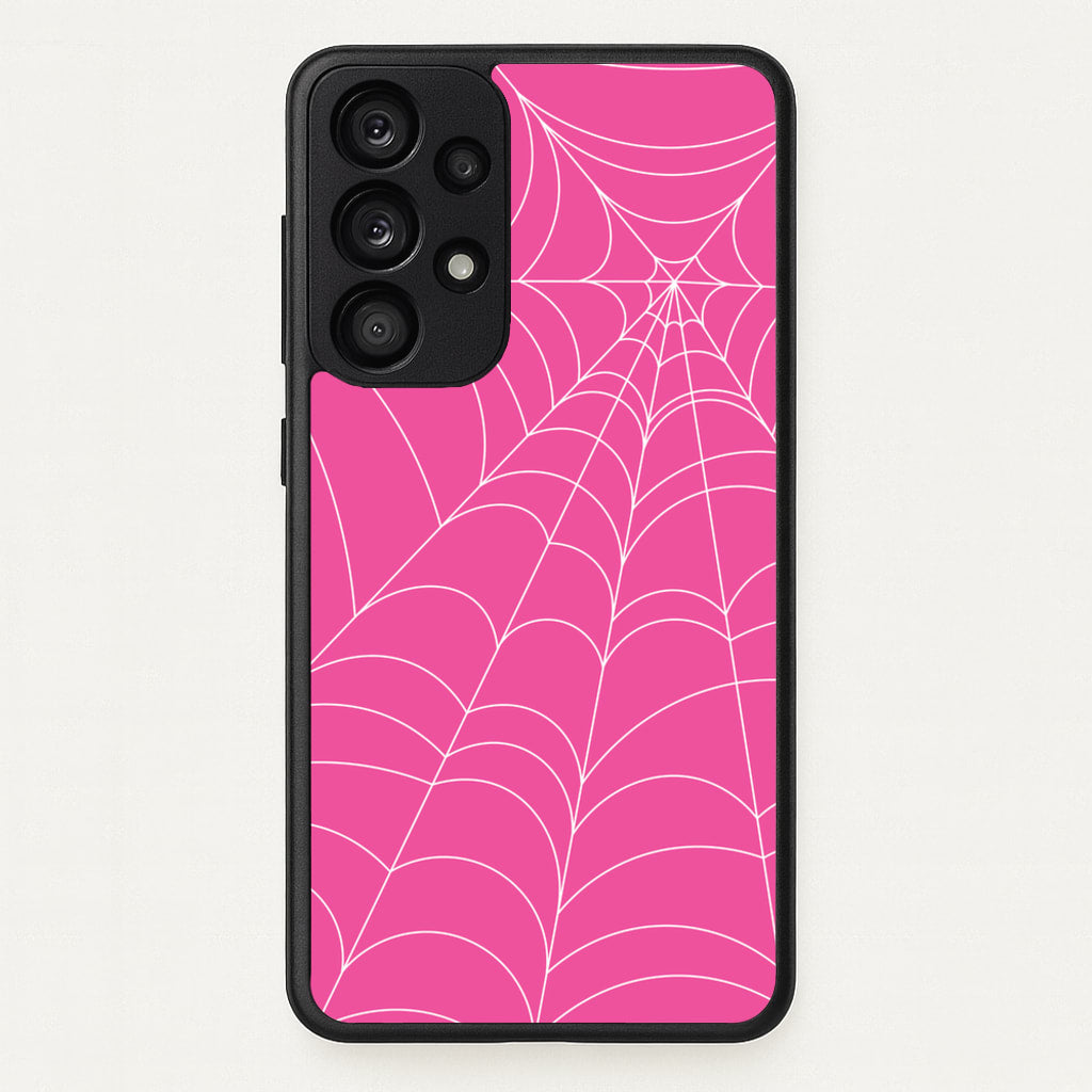 Pink Cobwebs Pattern - Halloween Phone Case for Galaxy A53