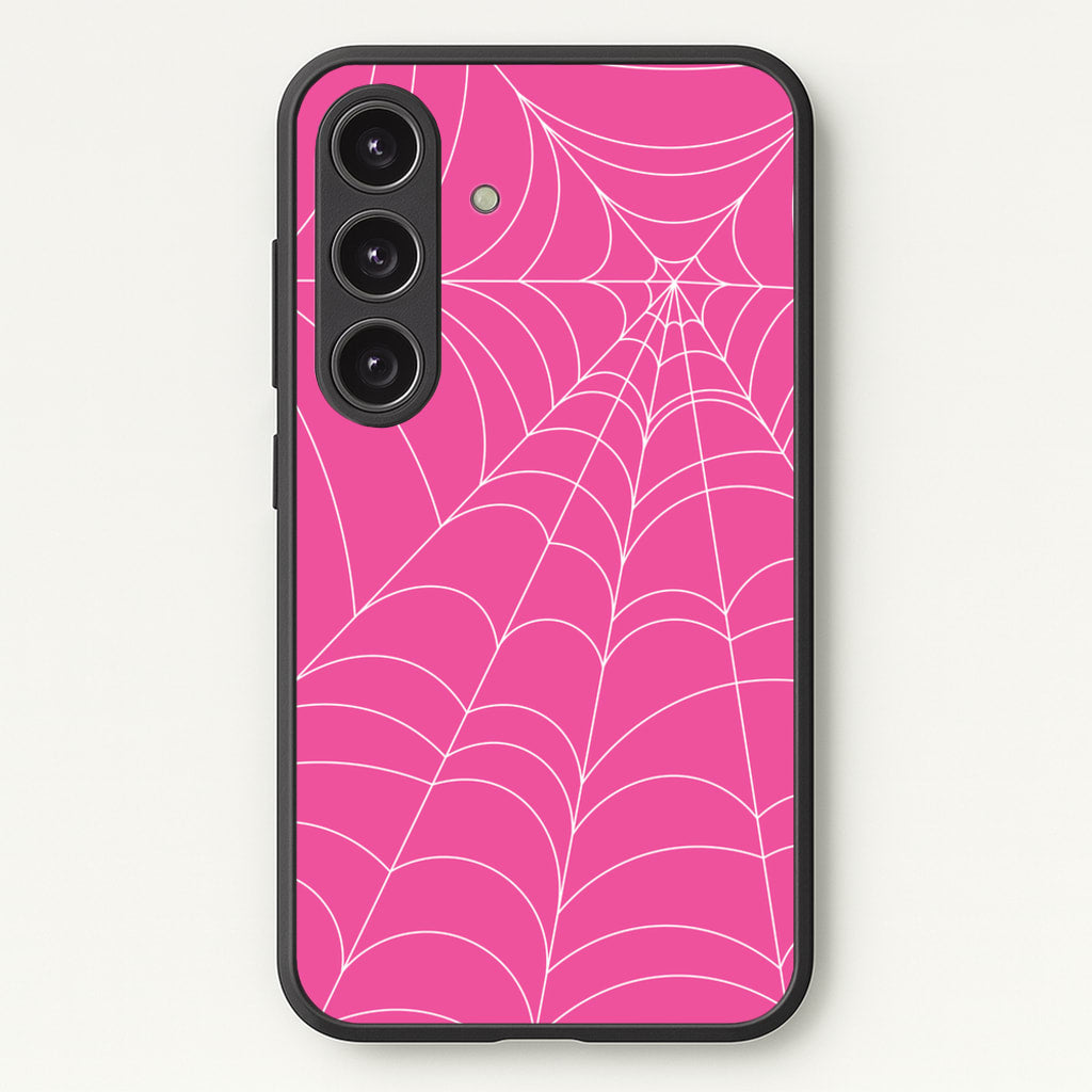 Pink Cobwebs Pattern - Halloween Phone Case for Galaxy S24 Plus