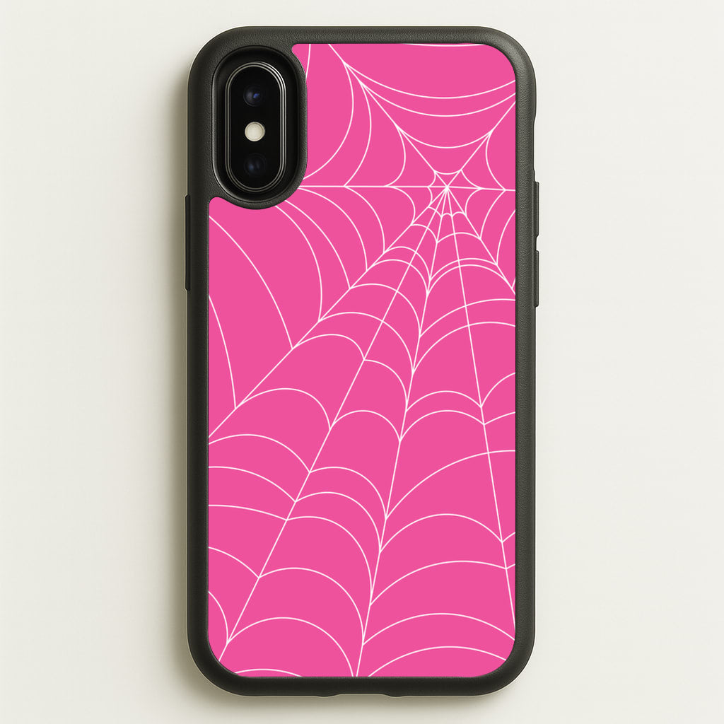Pink Cobwebs Pattern - Halloween Phone Case for iPhone X / XS