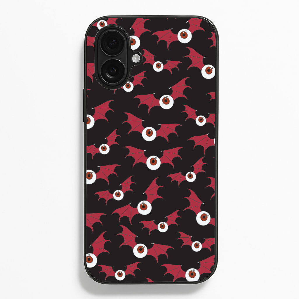 Red Bat Pattern - Halloween Phone Case for iPhone 16 Plus