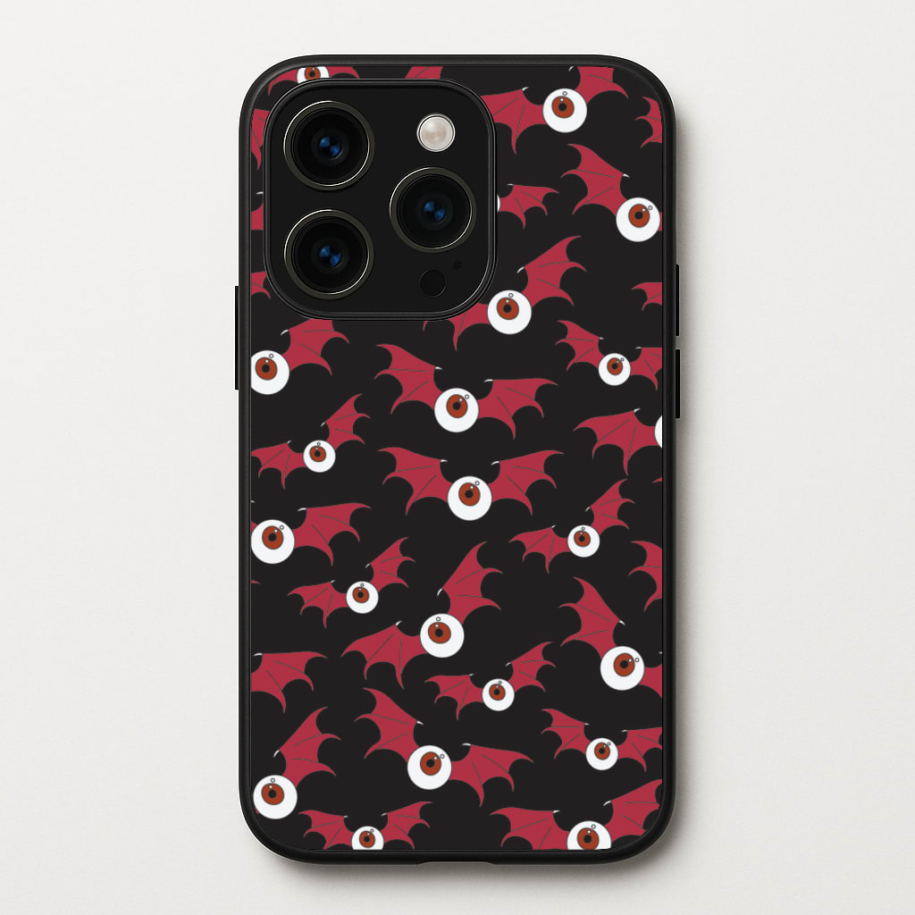Red Bat Pattern - Halloween Phone Case for iPhone 15 Pro