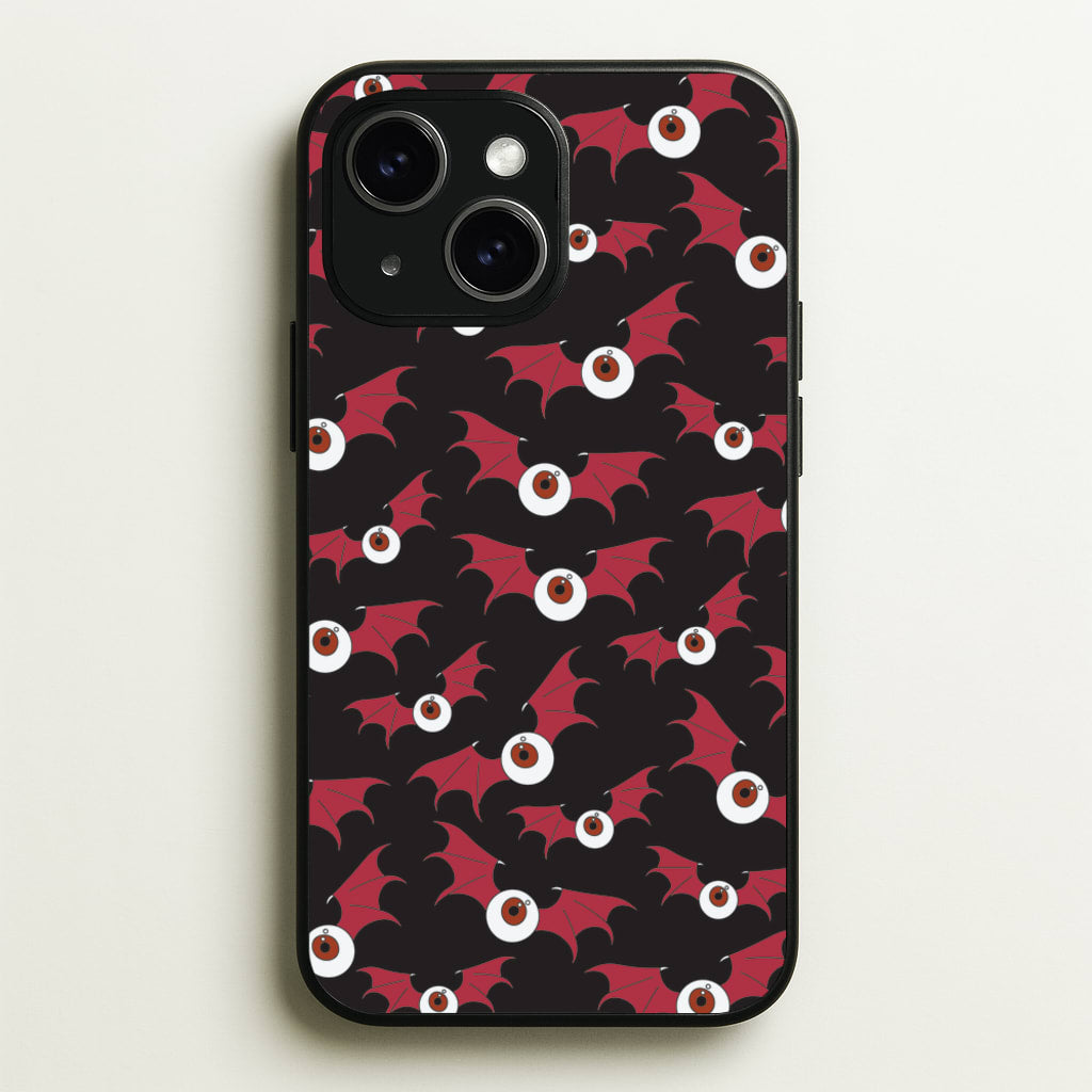 Red Bat Pattern - Halloween Phone Case for iPhone 15