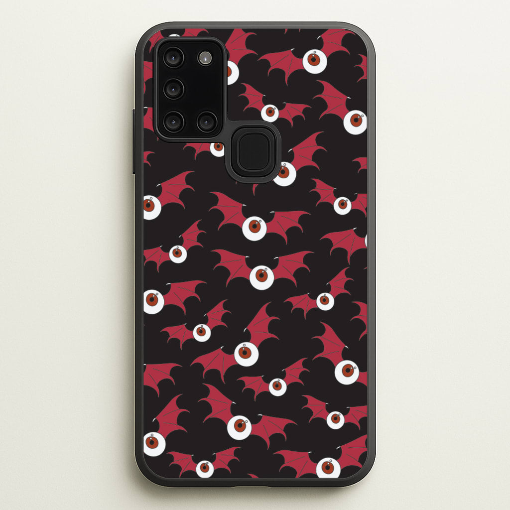 Red Bat Pattern - Halloween Phone Case for Galaxy A21s