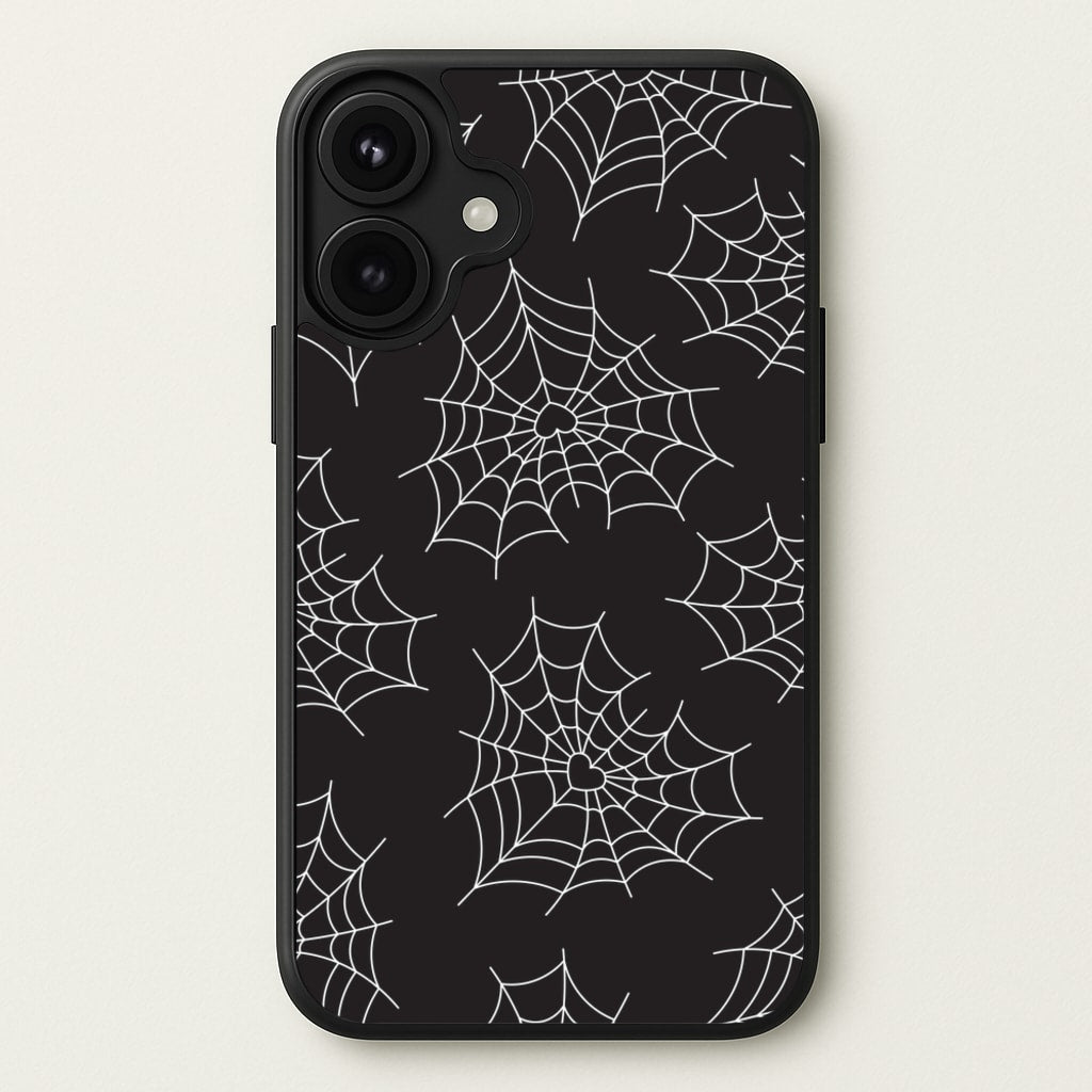 Spiderweb Hearts Pattern Phone Case for iPhone 17