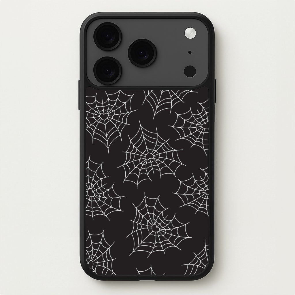 Spiderweb Hearts Pattern Phone Case for iPhone 17 Pro Max