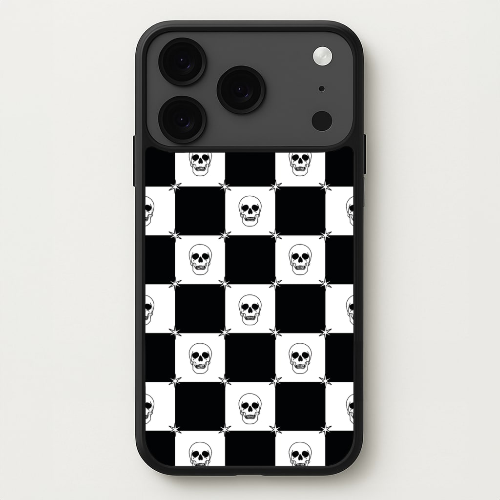 Checkered Skulls Pattern Phone Case for iPhone 17 Pro