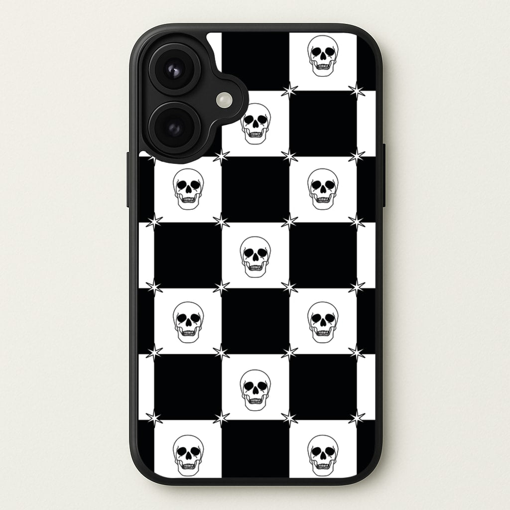 Checkered Skulls Pattern Phone Case for iPhone 17