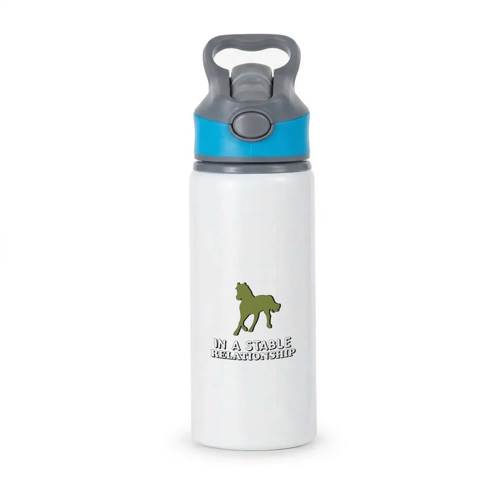 In A Stable Relationship - Horses Active Water Bottle - Blue