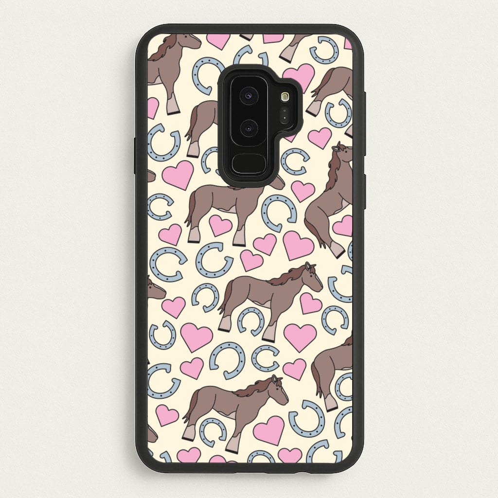 Horses And Horseshoes Pattern - Horses - Horses Phone Case for Galaxy S9 Plus