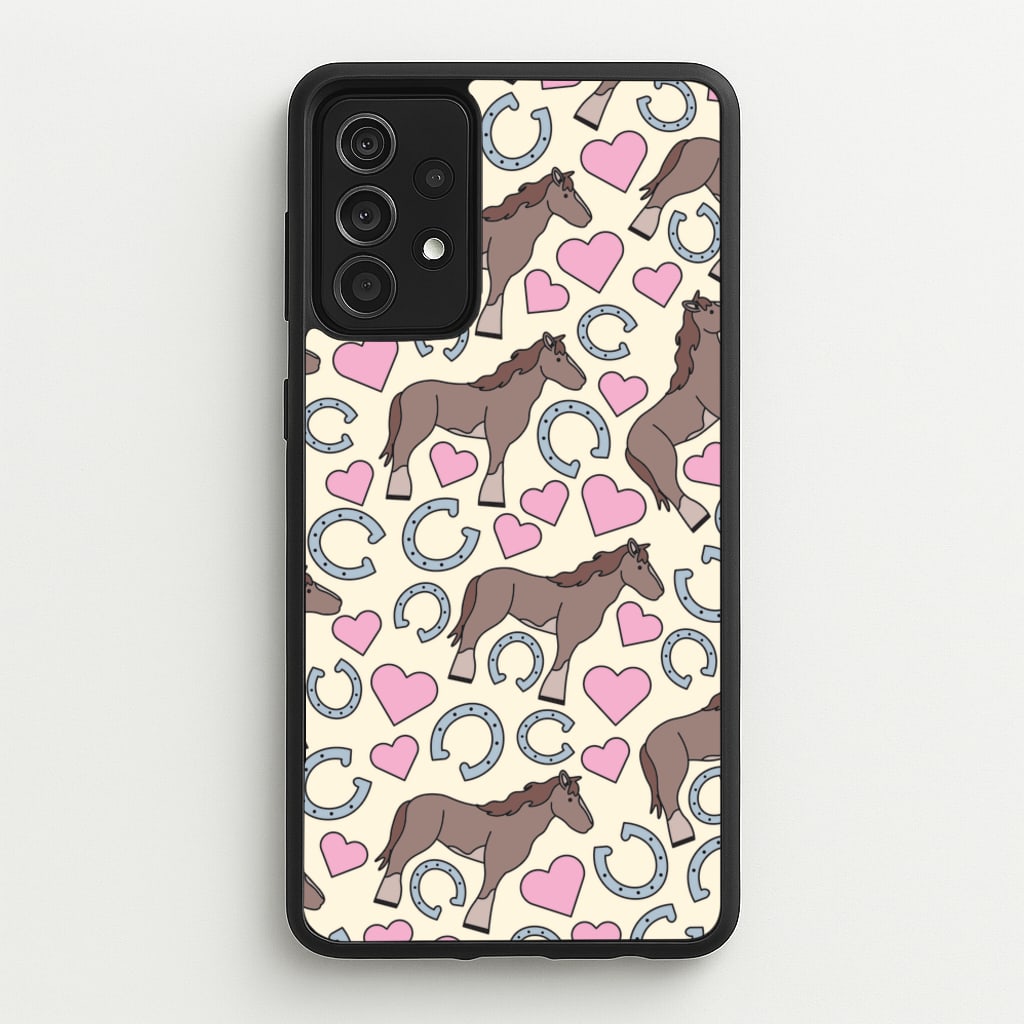 Horses And Horseshoes Pattern - Horses - Horses Phone Case for Galaxy A52 / A52s