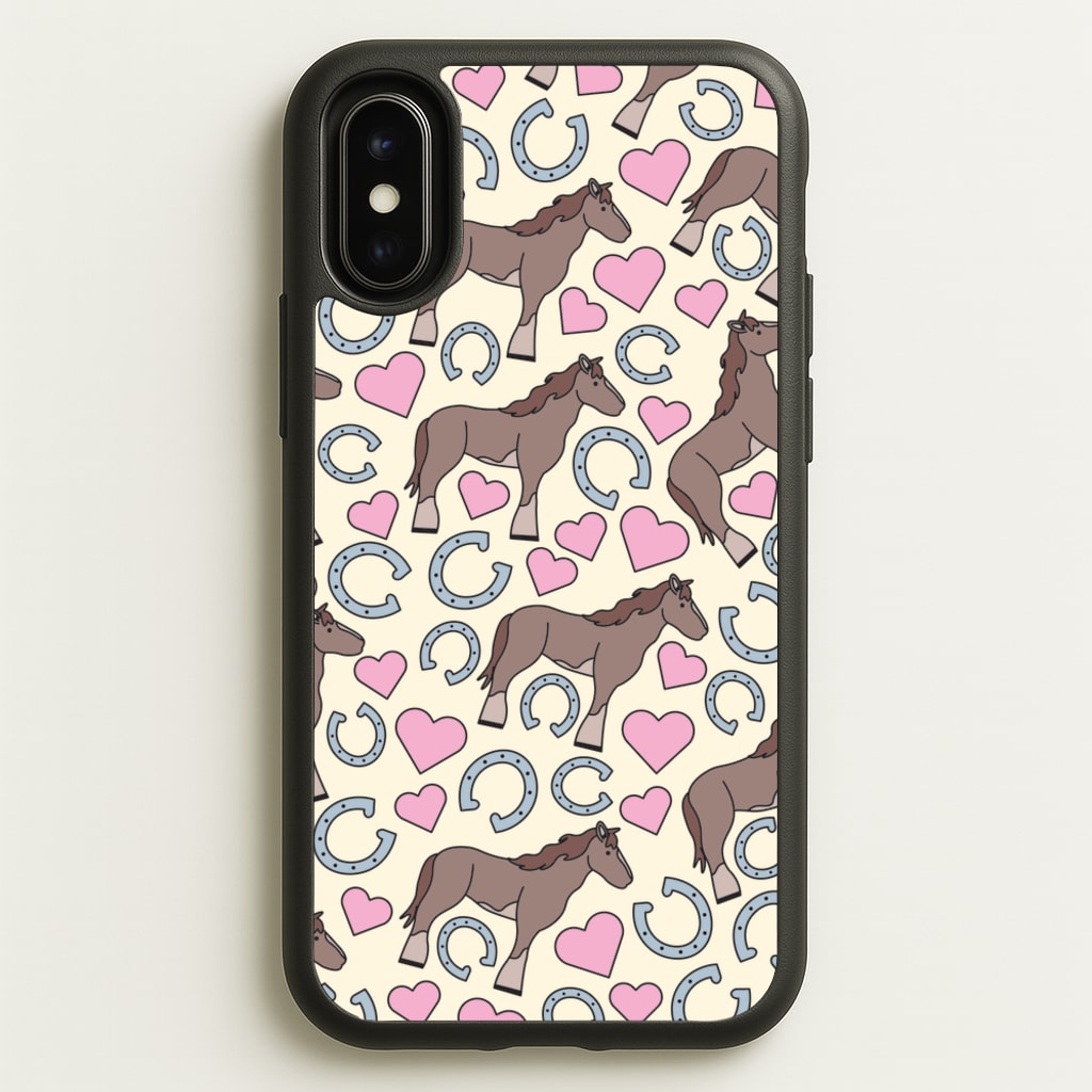 Horses And Horseshoes Pattern - Horses - Horses Phone Case for iPhone X / XS