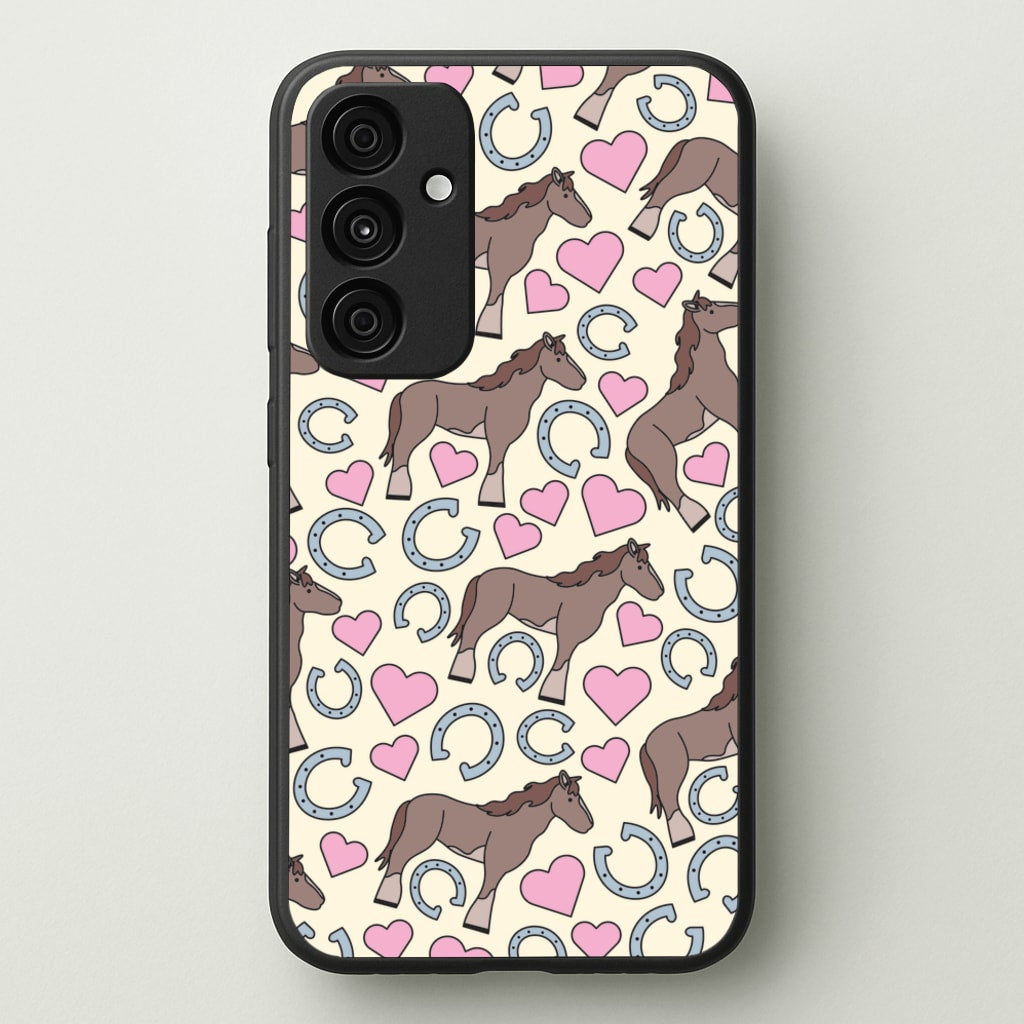 Horses And Horseshoes Pattern - Horses - Horses Phone Case for Galaxy A35