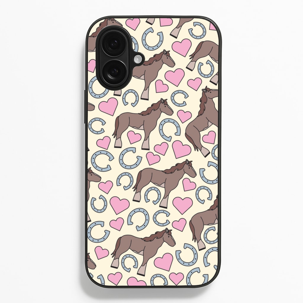 Horses And Horseshoes Pattern - Horses - Horses Phone Case for iPhone 16 Plus