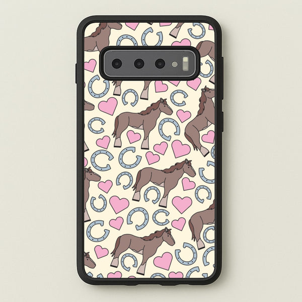 Horses And Horseshoes Pattern - Horses - Horses Phone Case for Galaxy S10 Plus