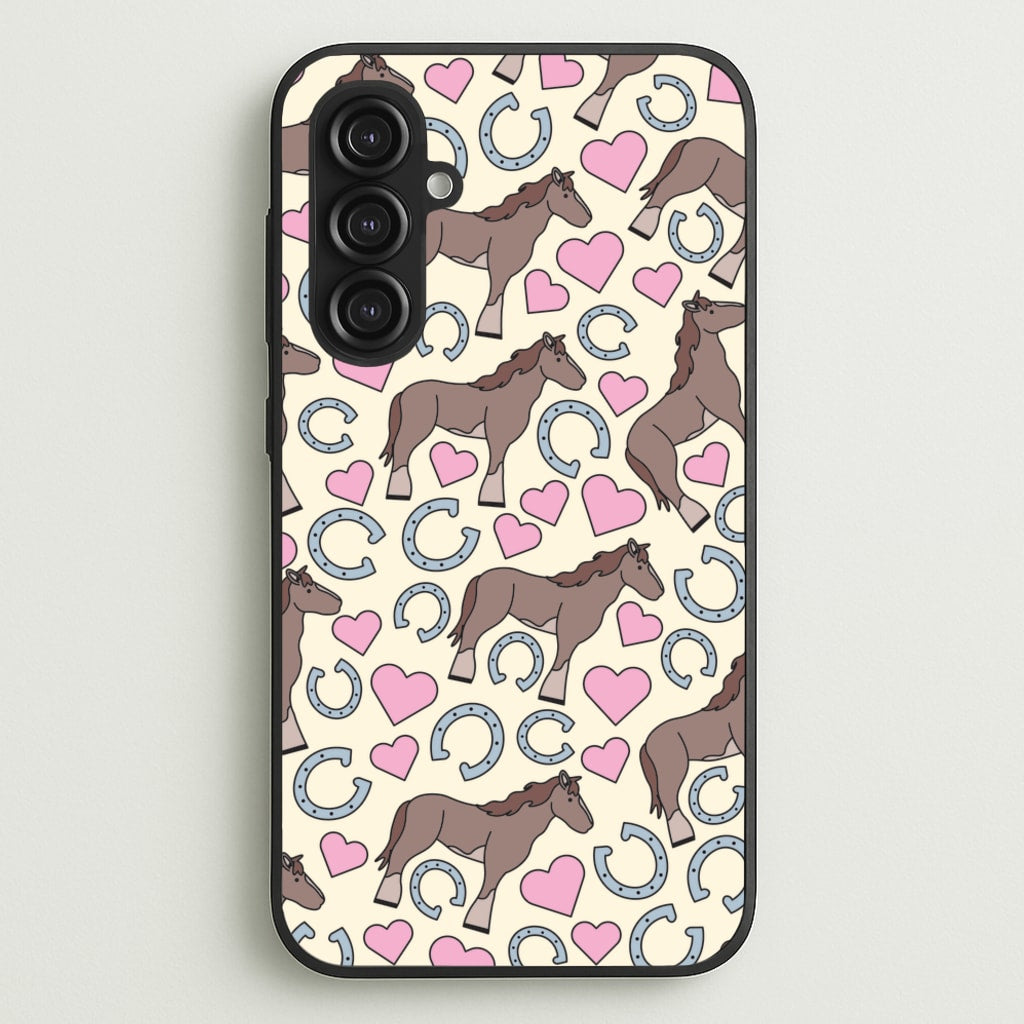 Horses And Horseshoes Pattern - Horses - Horses Phone Case for Galaxy S23FE