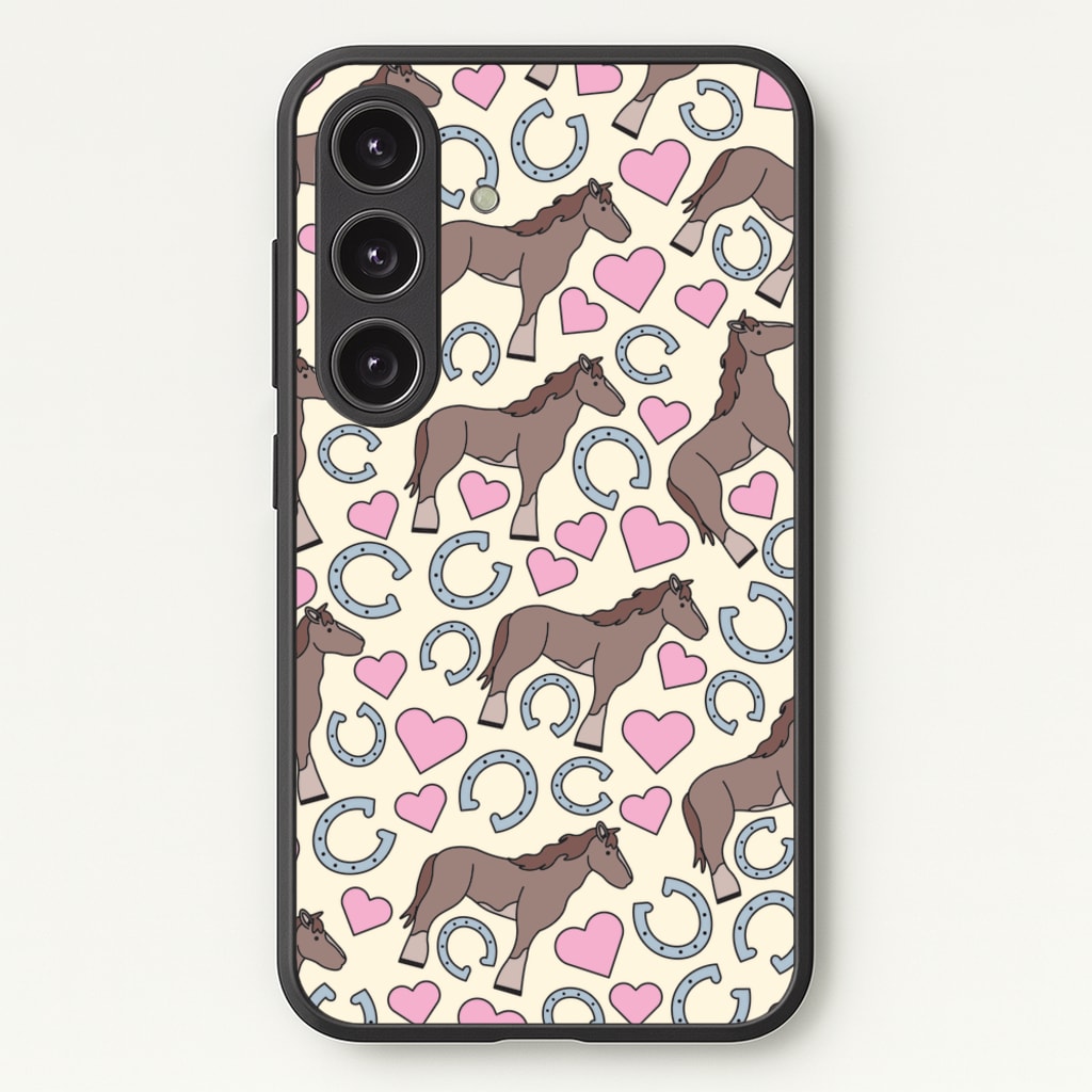 Horses And Horseshoes Pattern - Horses - Horses Phone Case for Galaxy S25 Plus