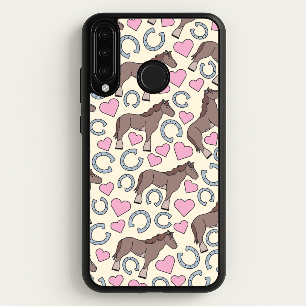 Horses And Horseshoes Pattern - Horses - Horses Phone Case for Huawei P30 Lite
