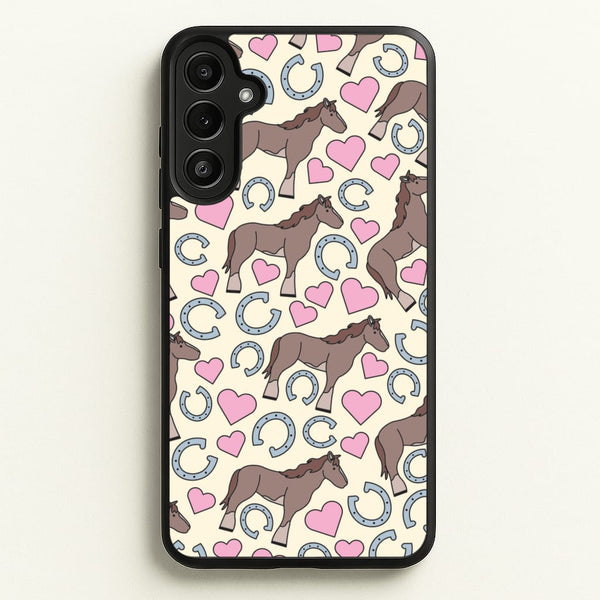 Horses And Horseshoes Pattern - Horses - Horses Phone Case for Galaxy A34