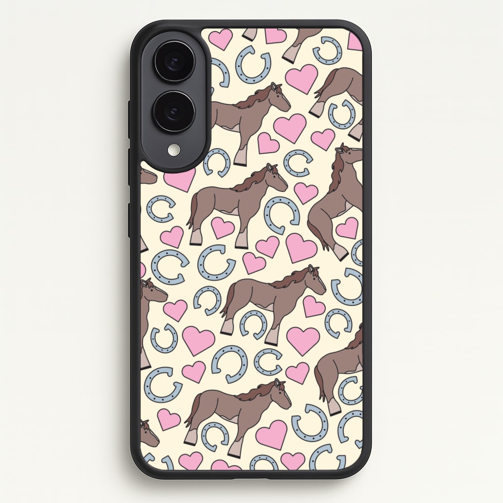 Horses And Horseshoes Pattern - Horses - Horses Phone Case for Galaxy S25 Edge