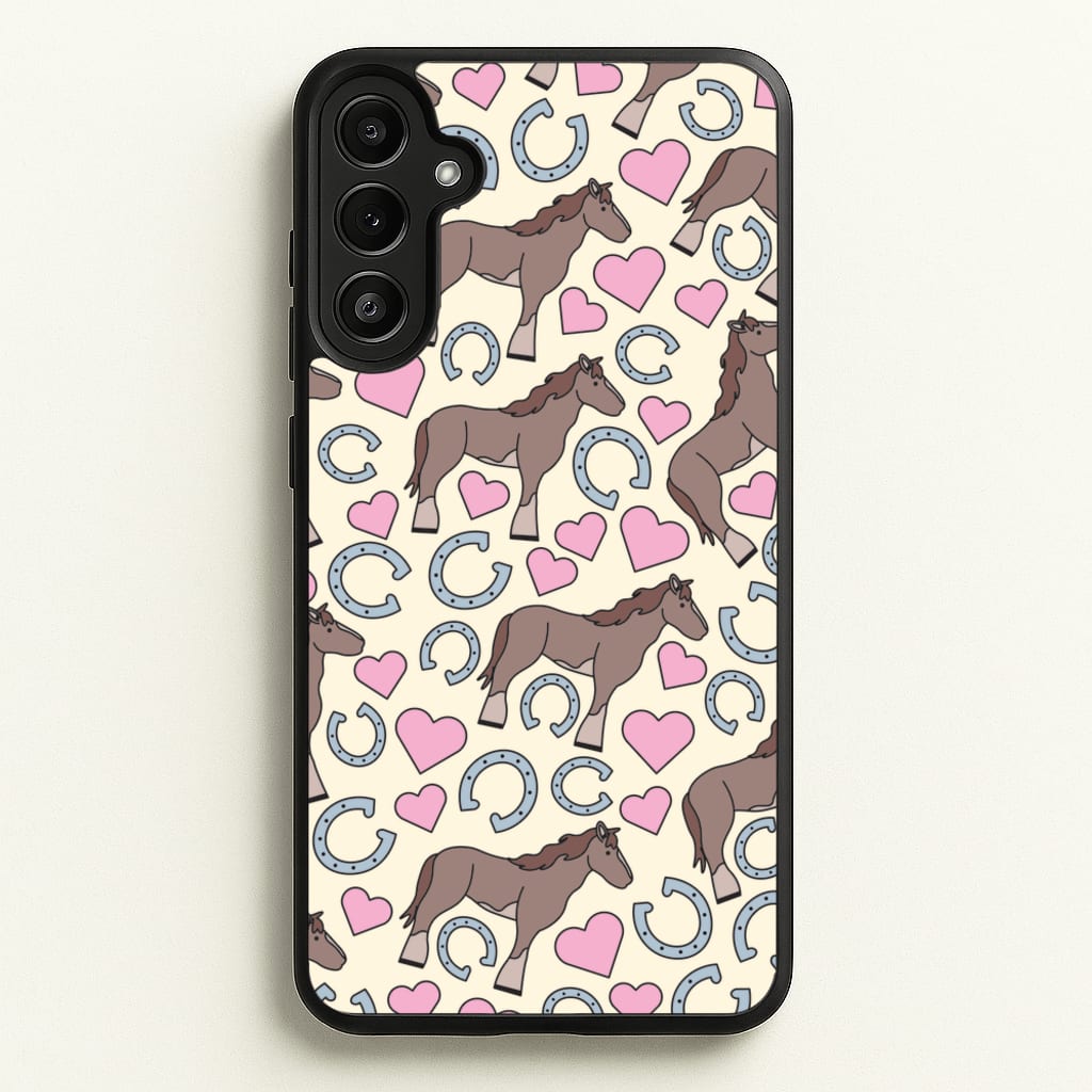 Horses And Horseshoes Pattern - Horses - Horses Phone Case for Galaxy A36