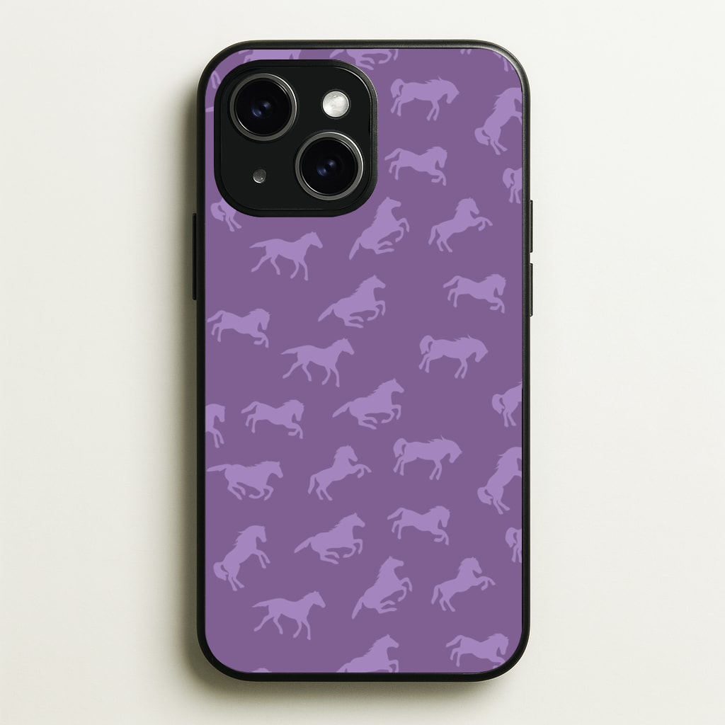 Purple Horse Pattern - Horses - Horses Phone Case for iPhone 15 Plus
