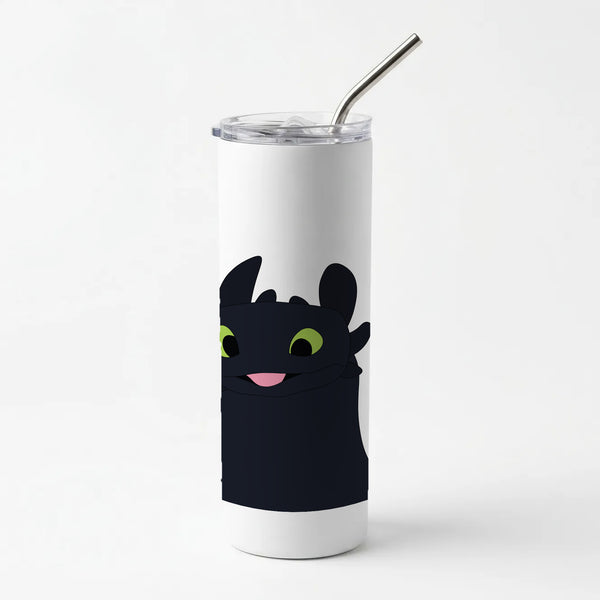 Black Fury Dragon Skinny Tumbler