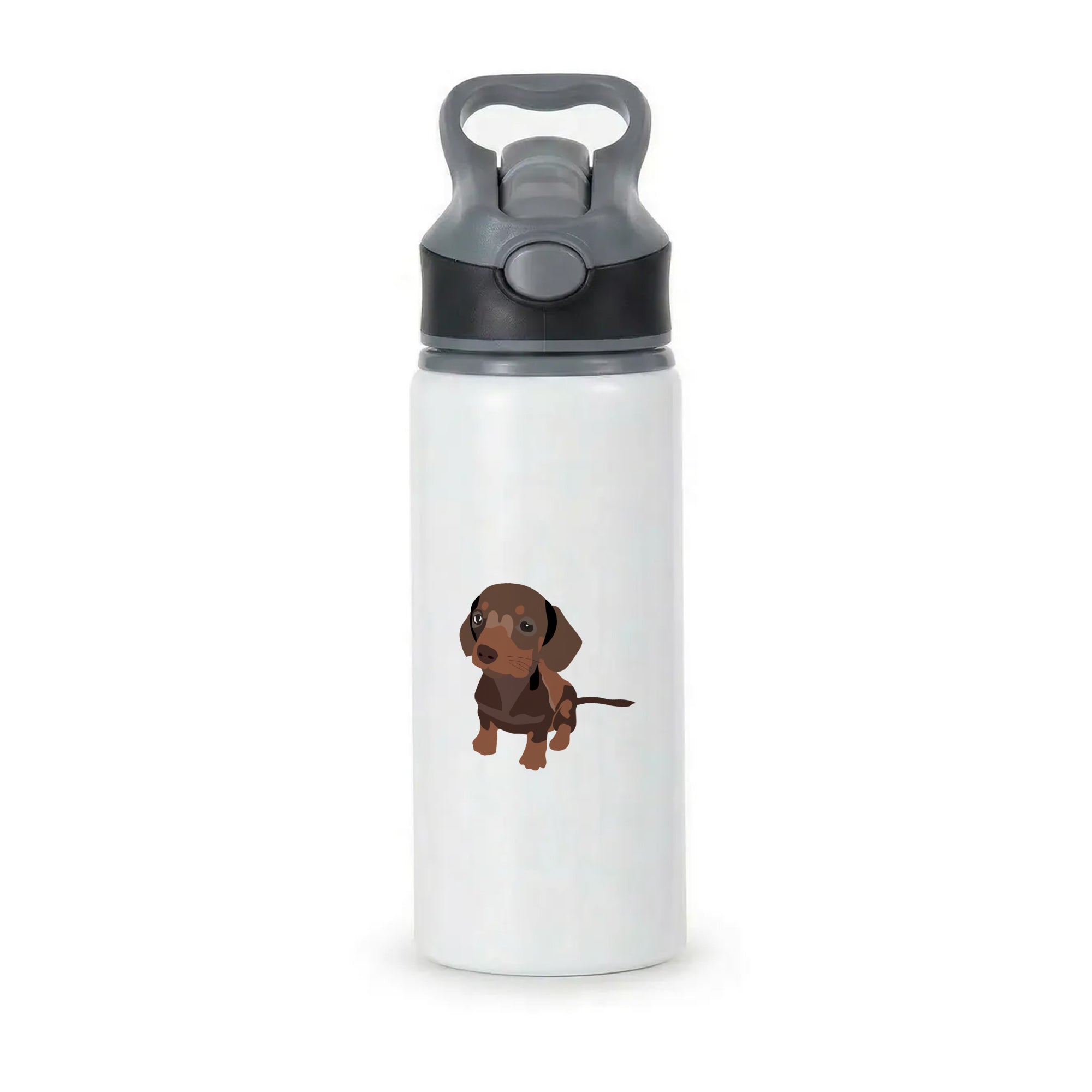 Brown - Dachshunds Active Water Bottle - Black