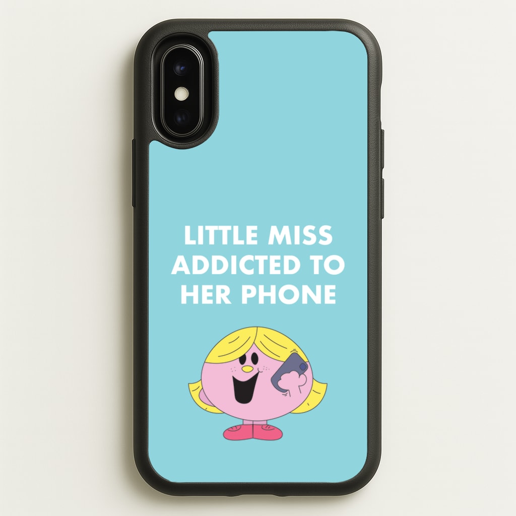 Little Miss Addicted To Her Phone - Aesthetic Quote - Aesthetic Quote Phone Case for iPhone X / XS