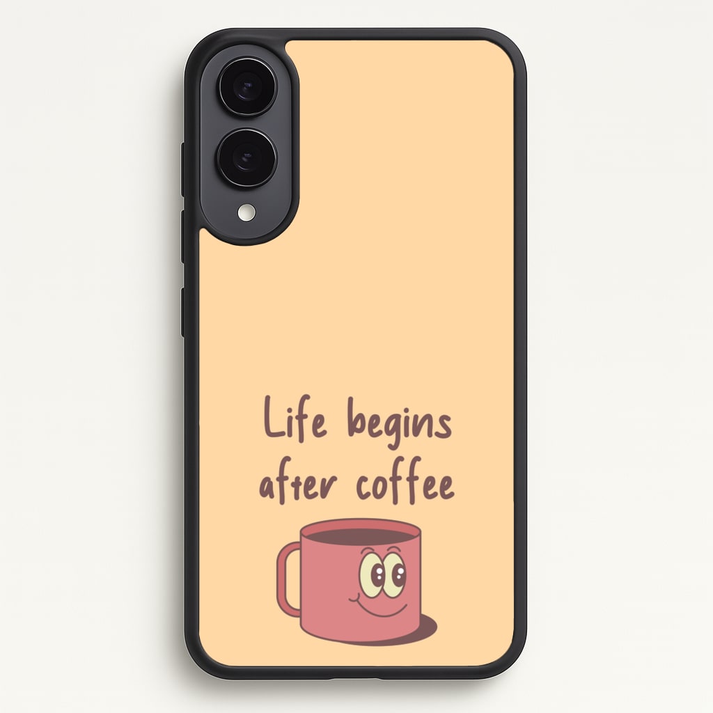 Life Begins After Coffee - Aesthetic Quote - Aesthetic Quote Phone Case for Galaxy S25 Edge