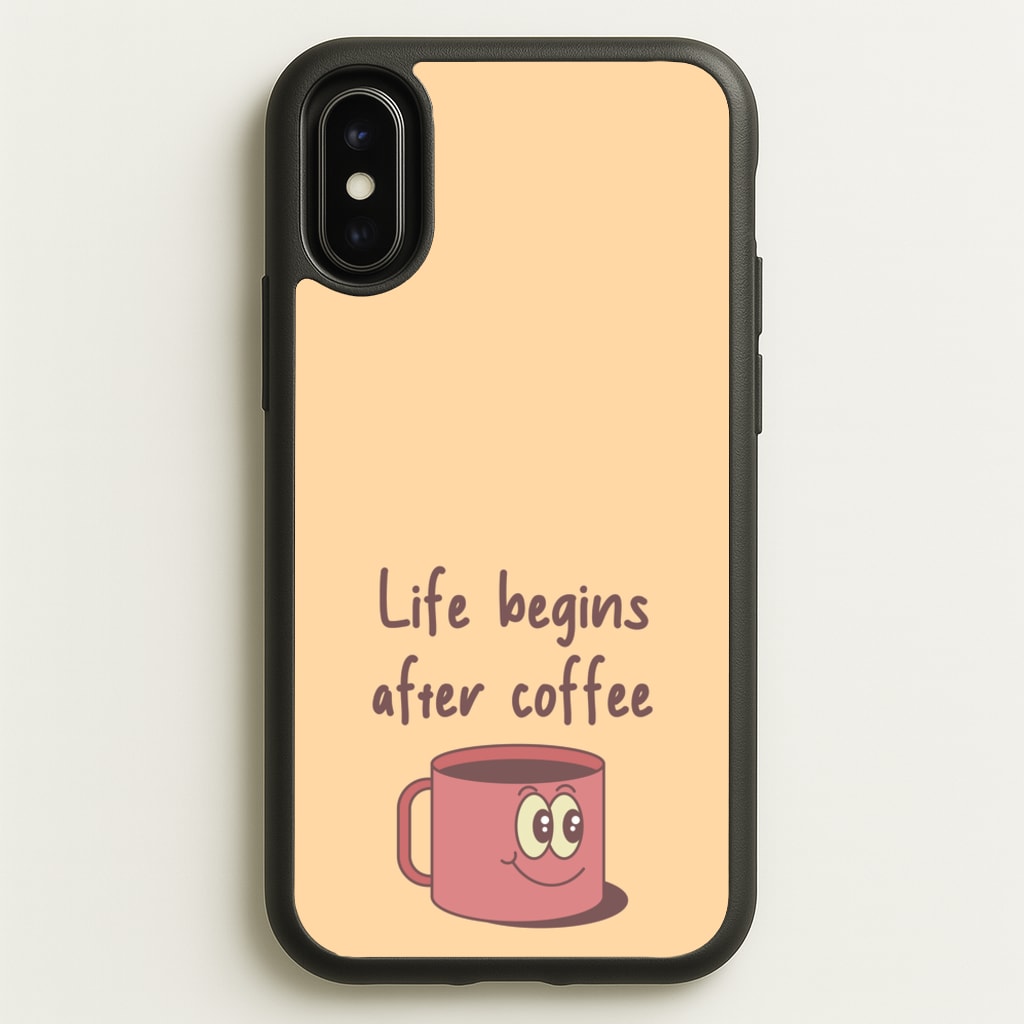 Life Begins After Coffee - Aesthetic Quote - Aesthetic Quote Phone Case for iPhone X / XS