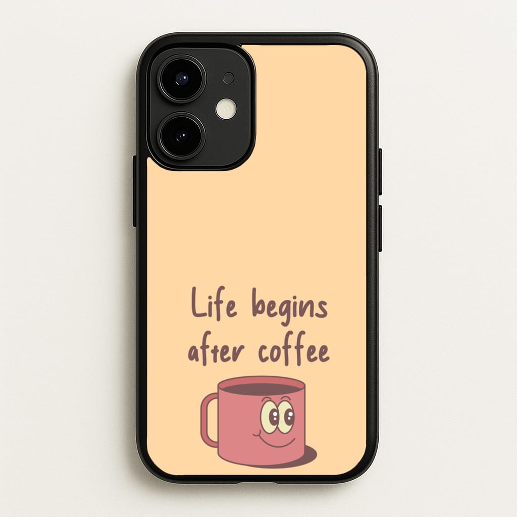 Life Begins After Coffee - Aesthetic Quote - Aesthetic Quote Phone Case for iPhone 12 / 12 Pro