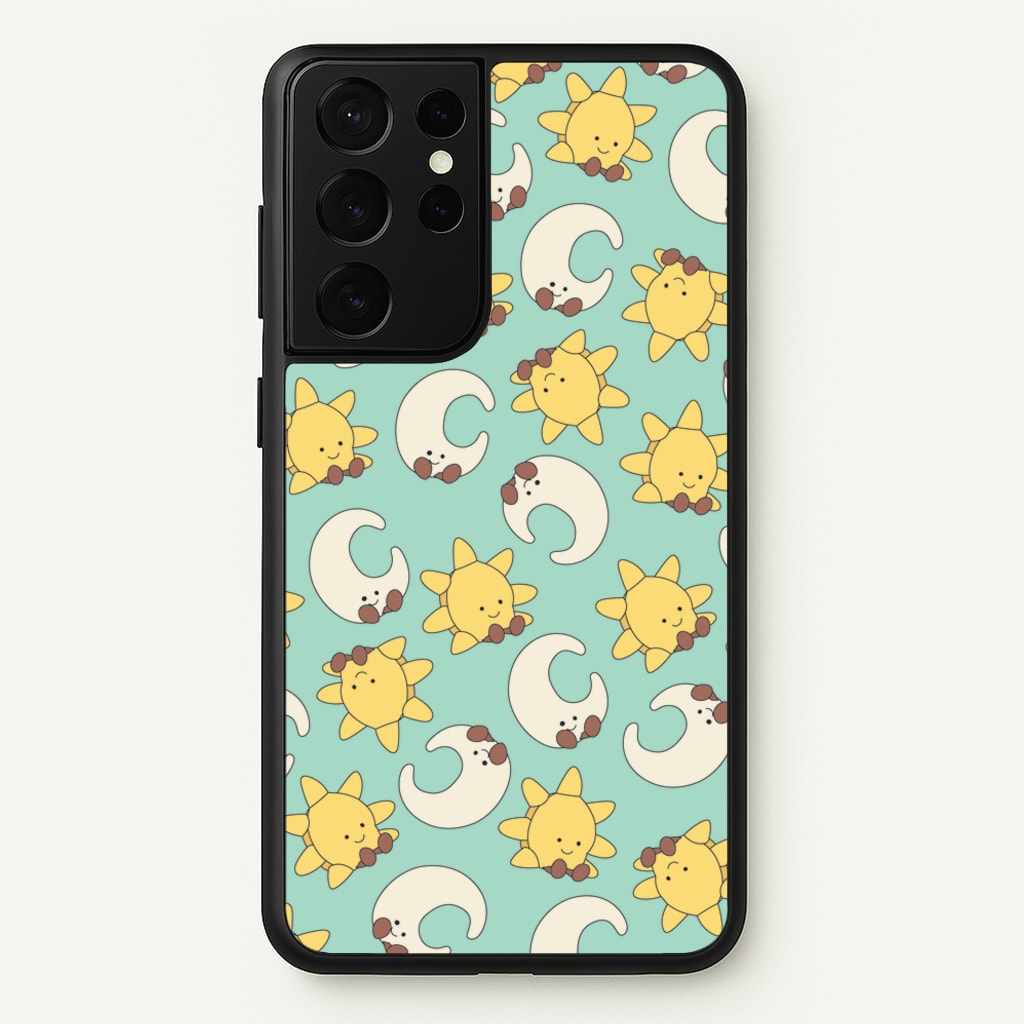 Stars And Moon Pattern - Plushy - Plushy Phone Case for Galaxy S21 Ultra