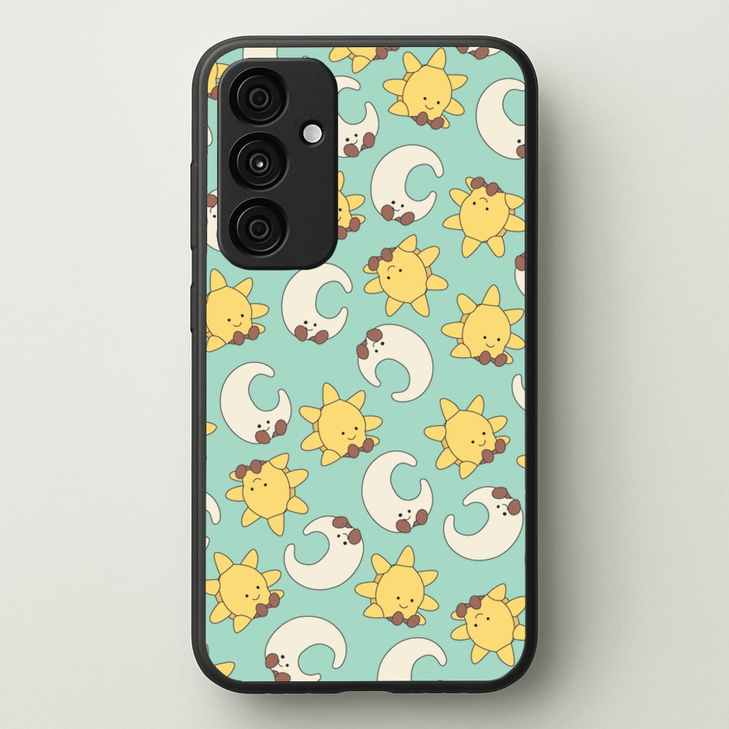 Stars And Moon Pattern - Plushy - Plushy Phone Case for Galaxy A55