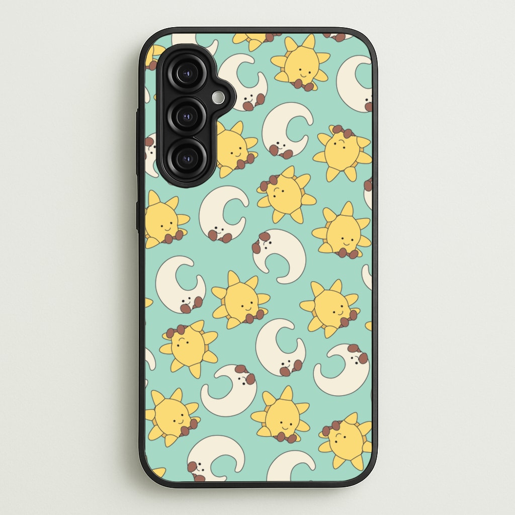 Stars And Moon Pattern - Plushy - Plushy Phone Case for Galaxy A14