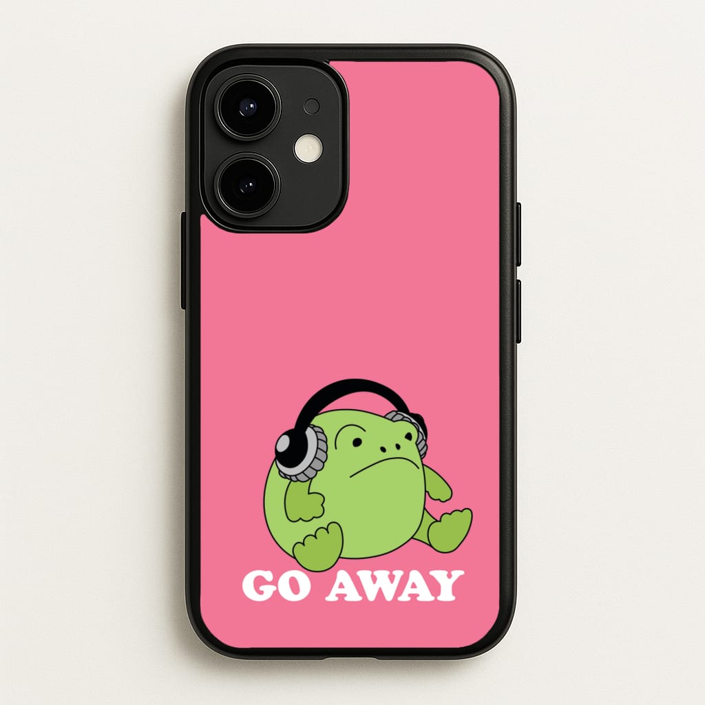 Go Away Grumpy Frog - Plushy Phone Case for iPhone 12 / 12 Pro