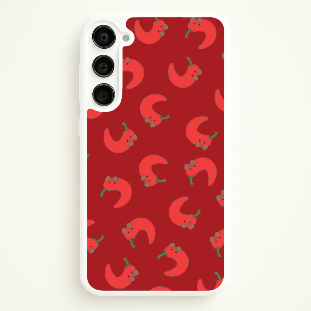Red Chilli Pattern - Plushy Phone Case for Galaxy S23