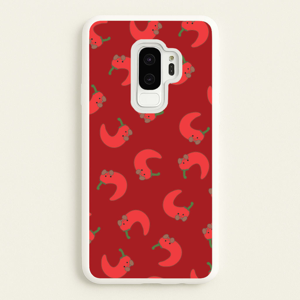 Red Chilli Pattern - Plushy Phone Case for Galaxy S9 Plus
